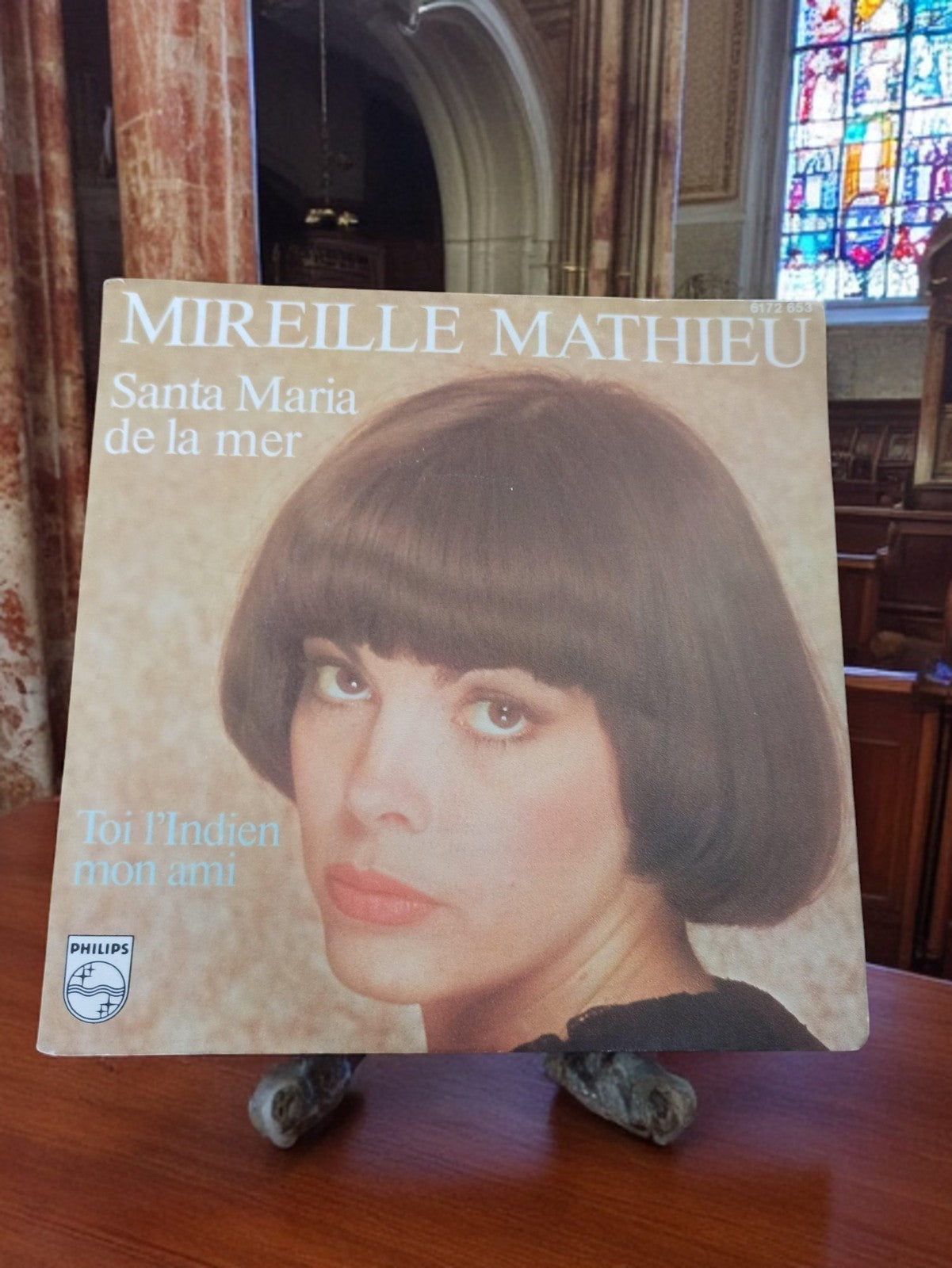 Vinyle 45 tours Mireille Mathieu Philips vintage pochette Santa Maria de la mer
