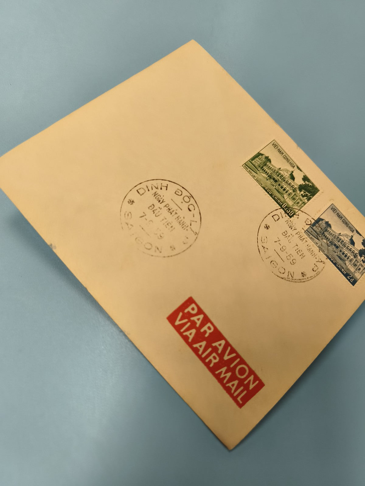 Ancienne enveloppe timbrée oblitérée Vietnam, Par Avion, philatélie collection