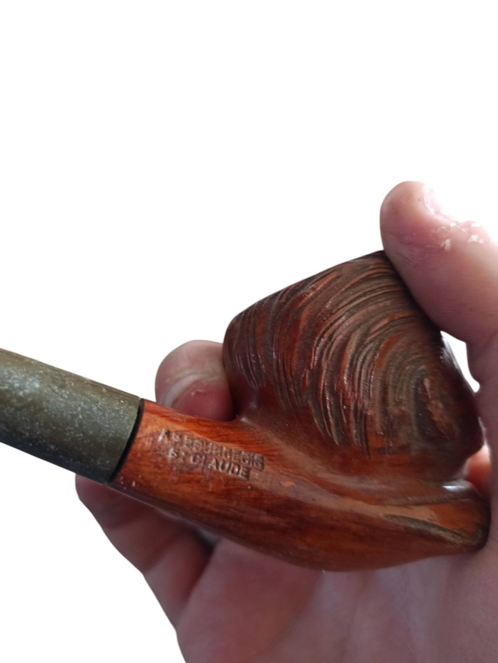 Pipe sculptée Kennedy Saint Claude vintage, tête homme, fume-cigarette ancien