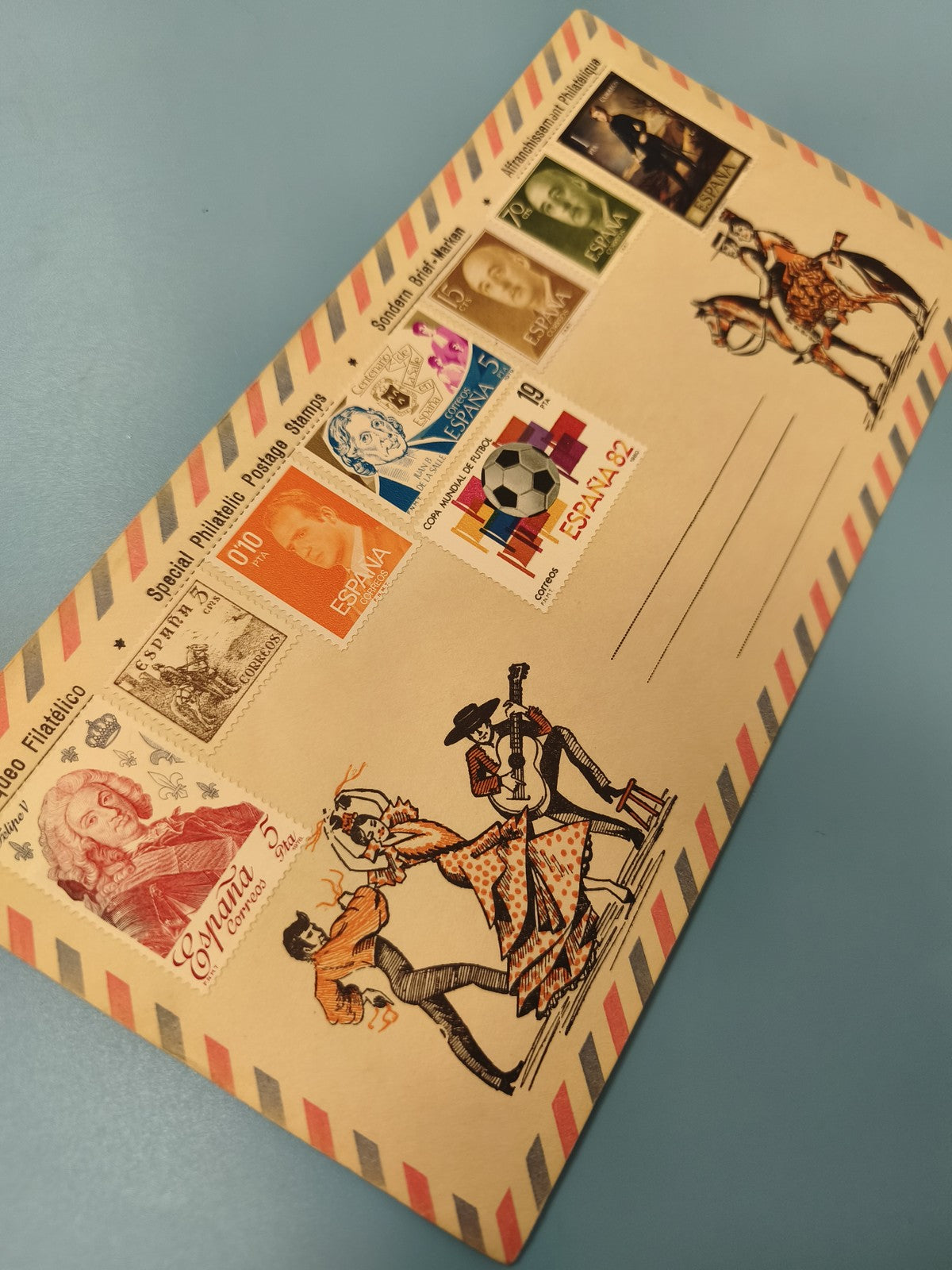 Enveloppe timbrée premier jour Espagne FDC, motifs flamenco et chevaux