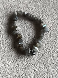 Bracelet pierres naturelles gris perles irrégulières élastique femme homme