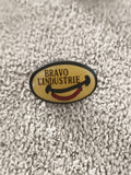 Pin's vintage Bravo l'Industrie jaune noir émaillé badge rétro (Ref 6)