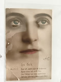 Carte postale ancienne 1935 Les Yeux bleus portrait art déco photo colorisée