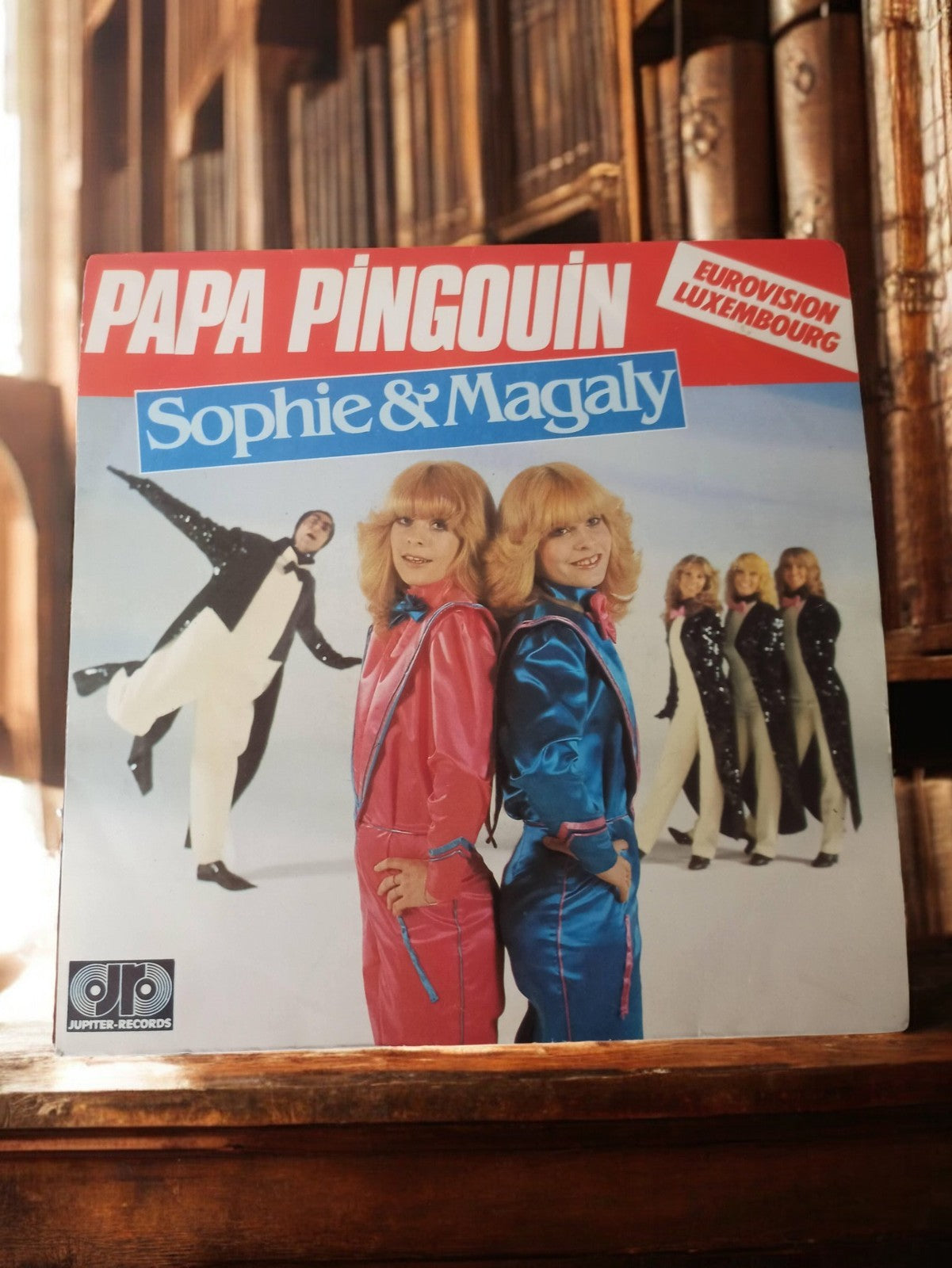 Vinyle 45T vintage Sophie & Magaly Papa Pingouin Eurovision ancien disque rétro