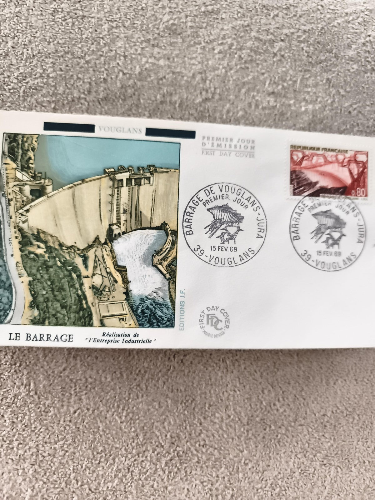 Lettre FDC Premier Jour Barrage Vouglans 1989 Jura philatélie ancienne