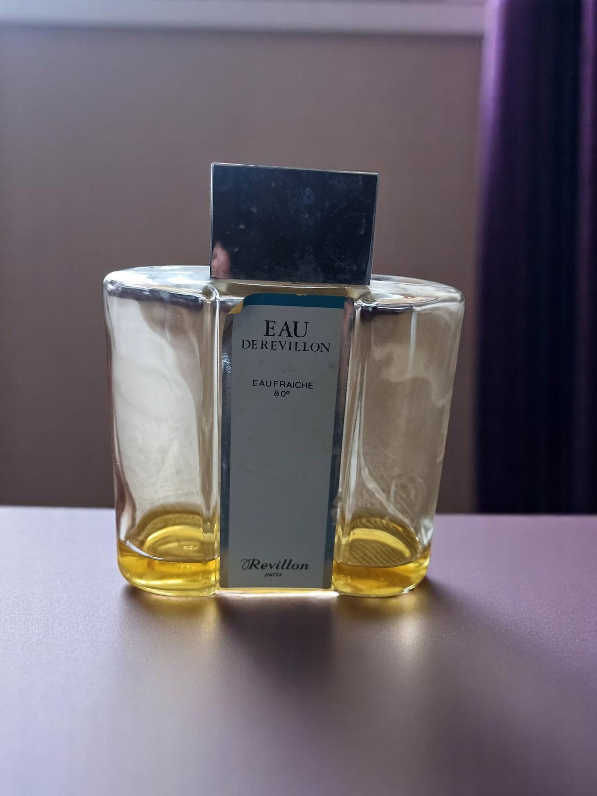 Flacon parfum vintage Revillon Eau de Toilette homme, grand format, carré
