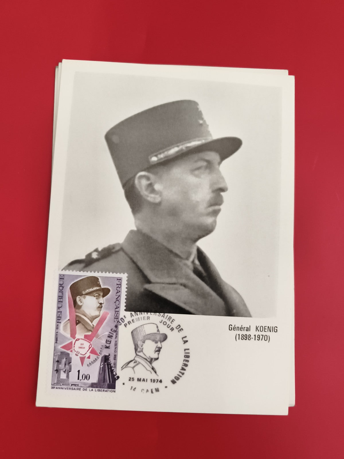 Carte FDC Général Koenig 1974 timbre 30e anniversaire Libération France
