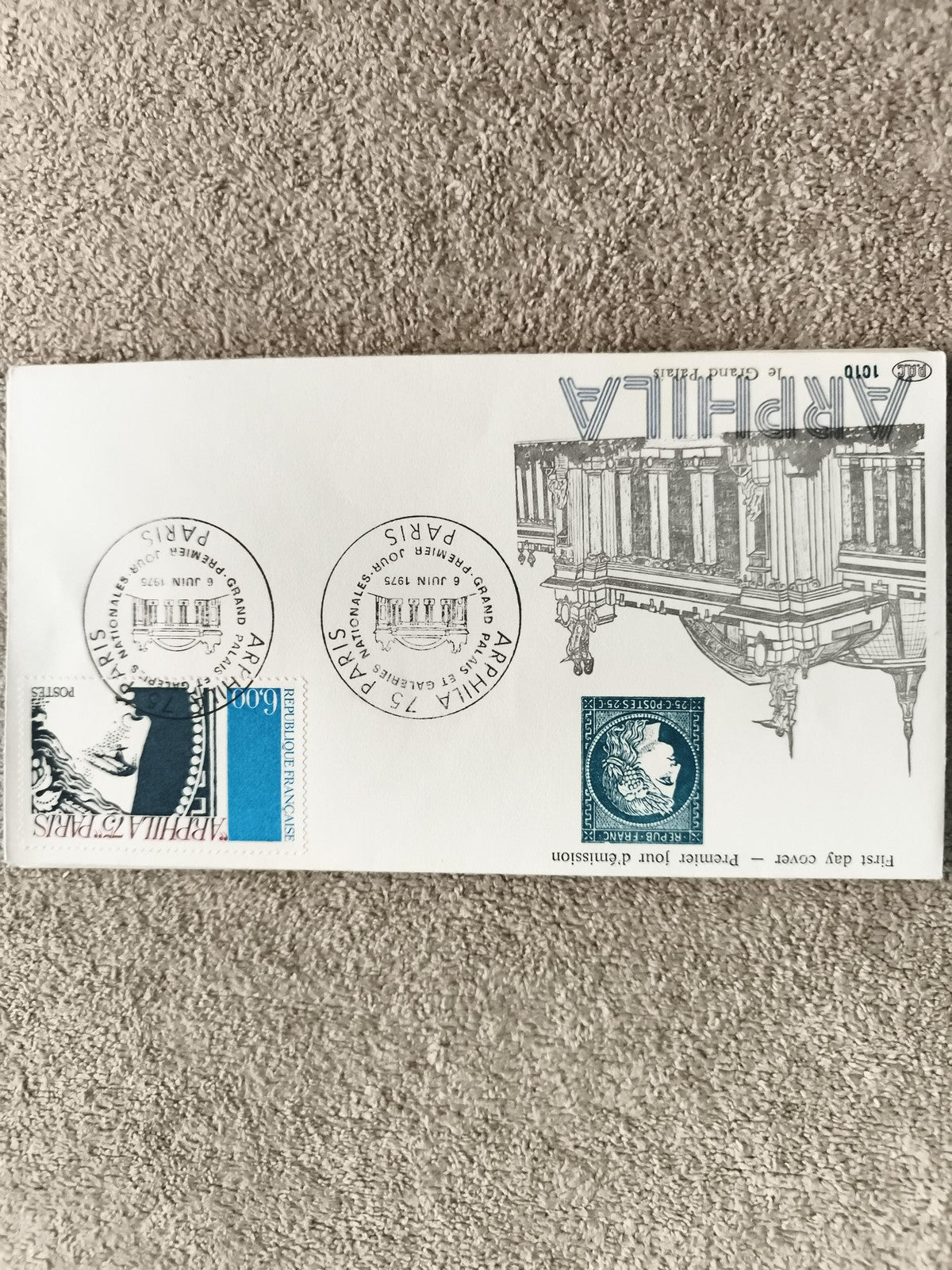 Lettre FDC ARPHILA 75 Paris 1975 timbres Marianne oblitération philatélie