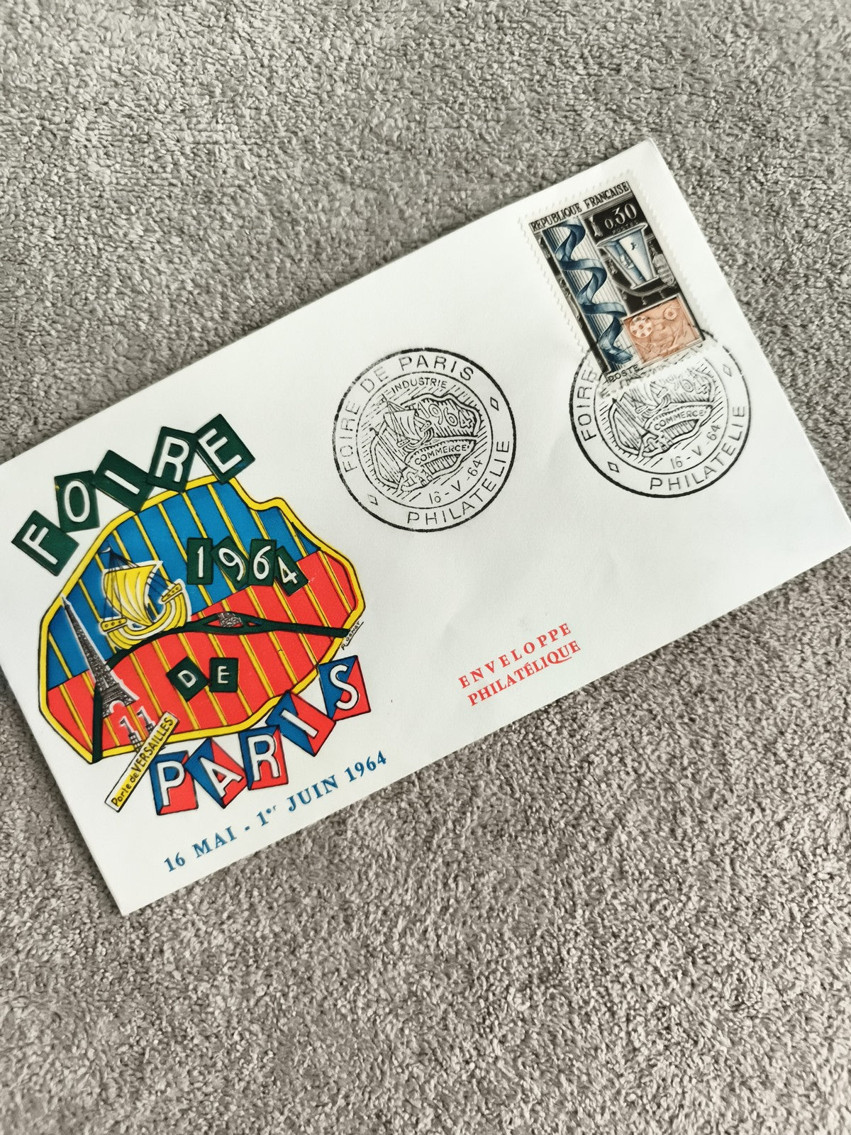 Lettre FDC Foire de Paris 1964 timbre 0,30 franc enveloppe philatélique