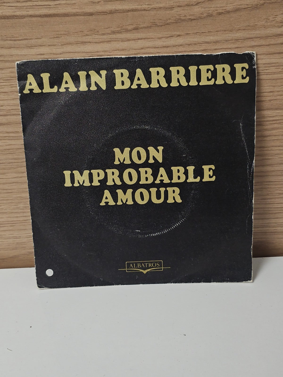Vintage 45 tours ancien disque vinyle Alain Barriere chanson française rétro