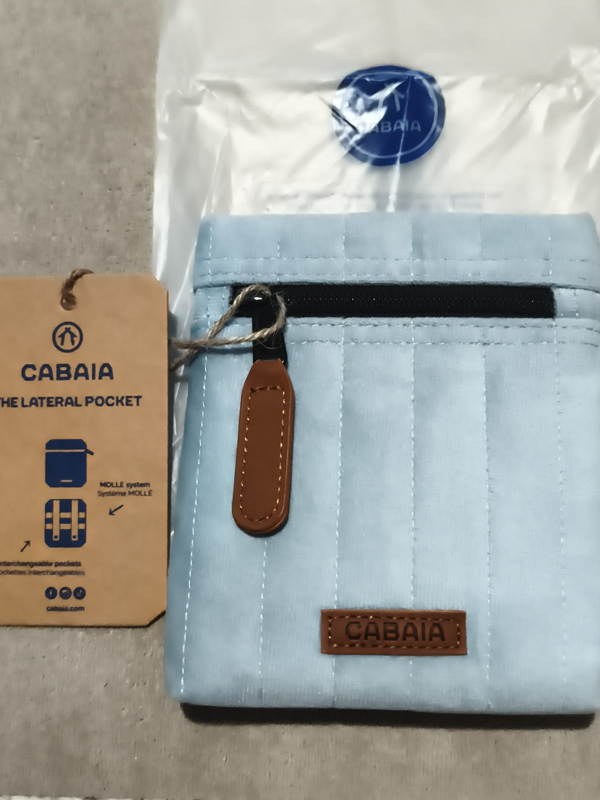 Pochette latérale Cabaia bleu clair, accessoire sac, NEUF 15 cm