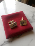 Boutons de manchette anciens plaqué or vintage motif A initial rétro