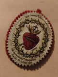 Écusson ancien Sacré-Cœur Pie IX 1877 textile religieux badge vintage