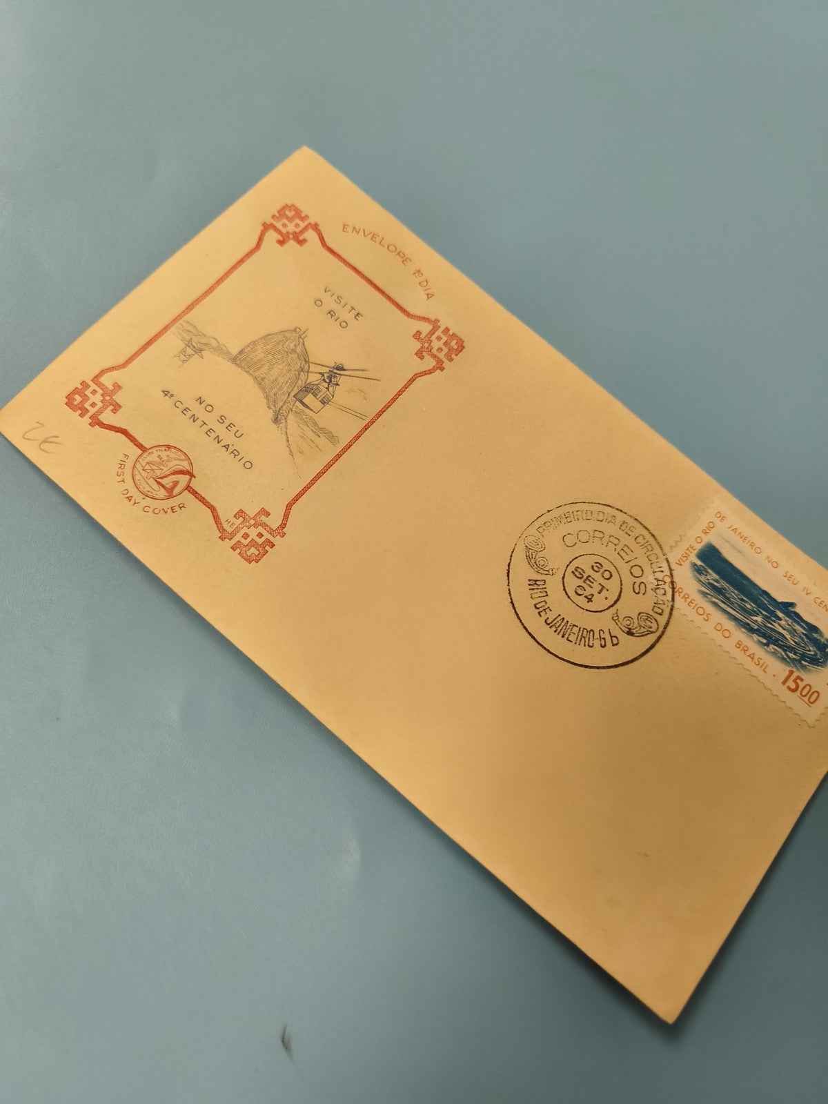 Ancienne enveloppe FDC timbres oblitérés Rio de Janeiro philatélie collection