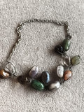Collier vintage pierres aspect minéral chaîne métal ancien tour de cou