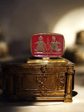 Pin's vintage rectangle rouge enfants stylisés, pièce unique à collectionner