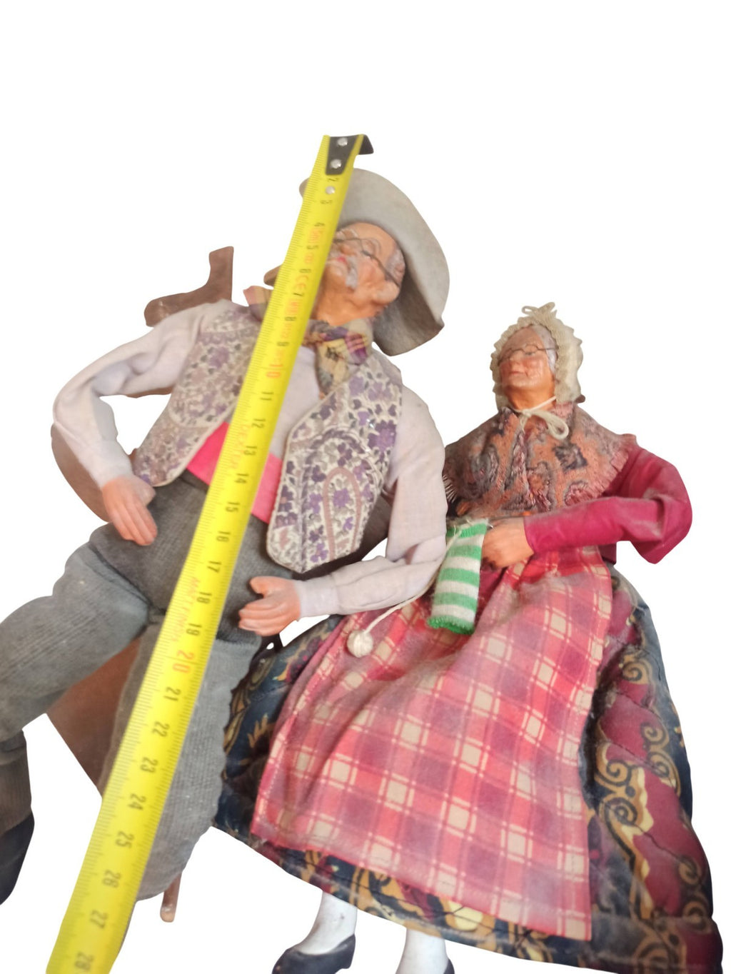 Santon ancien habillé homme femme vintage déco crèche rétro à restaurer