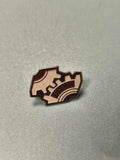 Vintage pin's FITMA ancien, forme engrenage, motif industriel rétro, rare