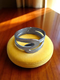Bracelet manchette vintage métal massif design géométrique ancien, bijou large