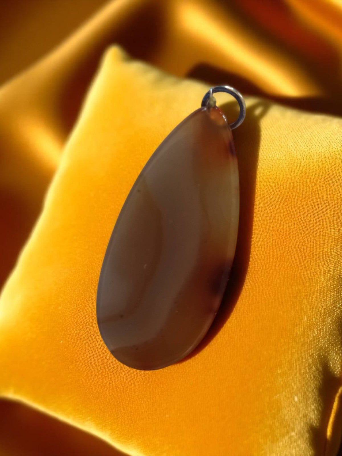 Pendentif vintage goutte agate naturelle, tranche ancienne, pierre semi-précieus