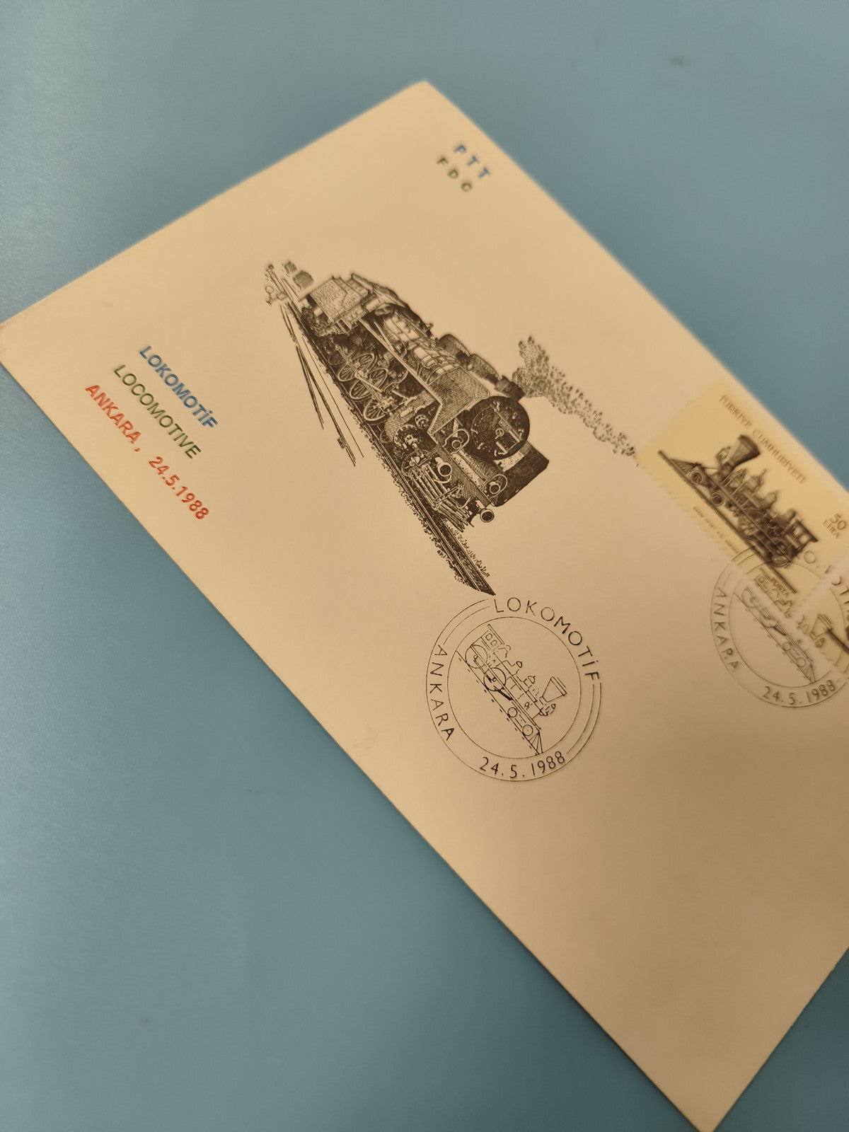 Enveloppe FDC premier jour d?émission locomotive Ankara 1988 timbre train