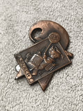 Médaille ancienne Fasnacht 1937 bronze patiné badge carnaval Suisse