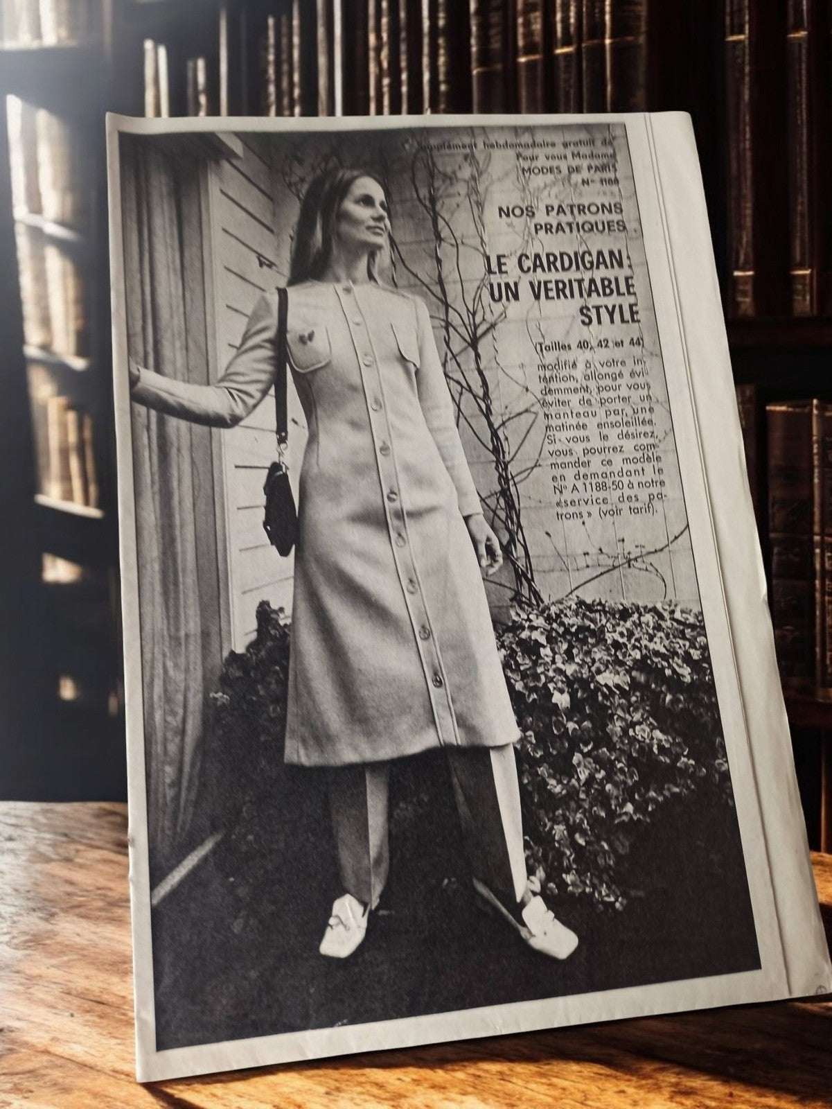 Patron couture vintage années 60, modèle cardigan rétro ancien, mode femme
