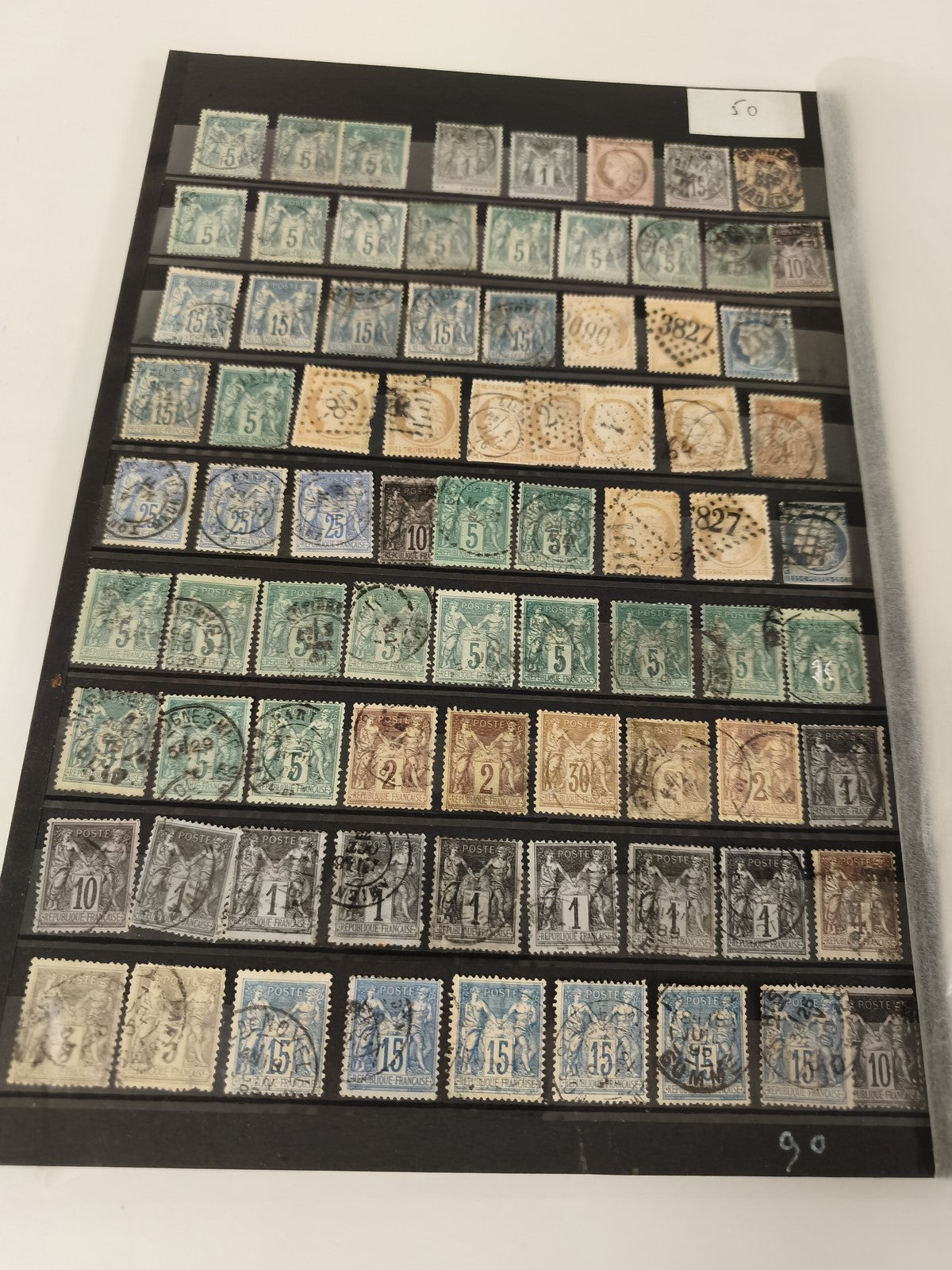 Lot de timbres anciens France oblitérés, XIXe siècle, collection philatélie