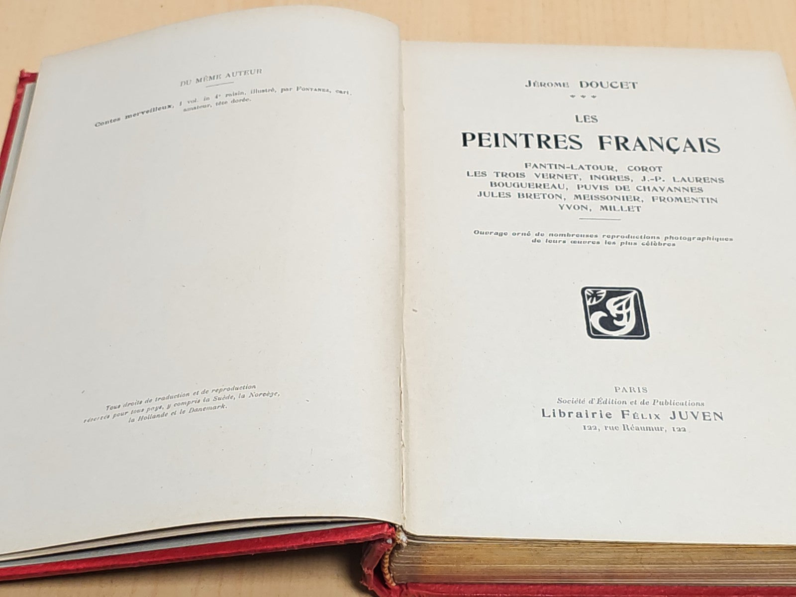 Ancien livre vintage Jérôme Doucet Les Peintres français Fantin-Latour illustré