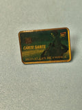 Vintage pin's carte santé Mutuelles de France rectangulaire vert jaune collectio