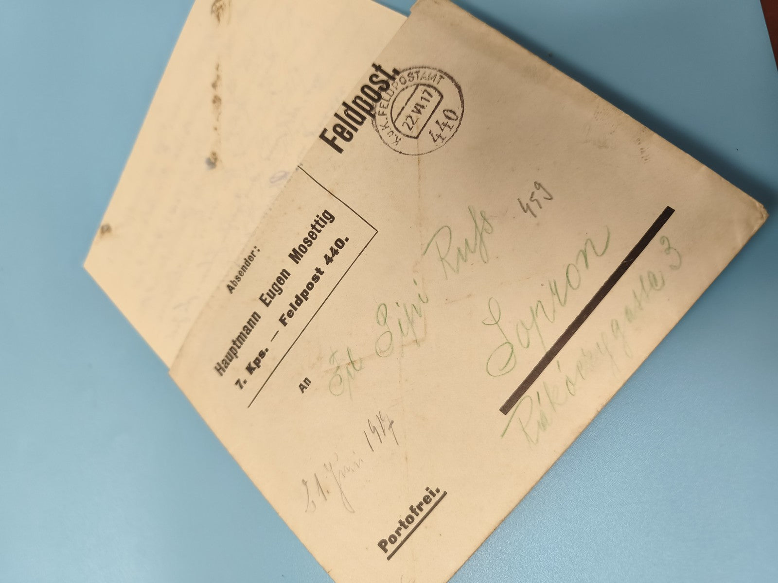 Ancienne enveloppe Feldpost WW1 1915 correspondance militaire philatélie