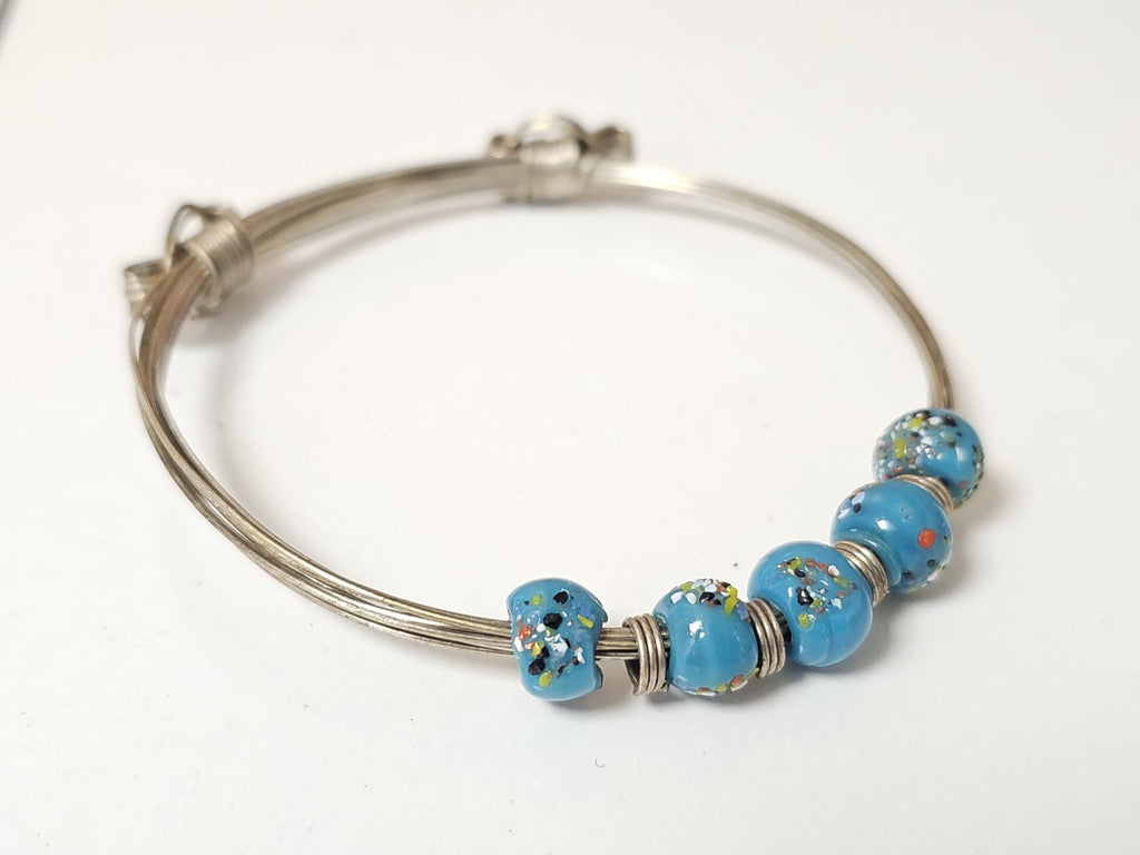 Bracelet vintage ancien en métal argenté style rétro collection bijou d'occasion