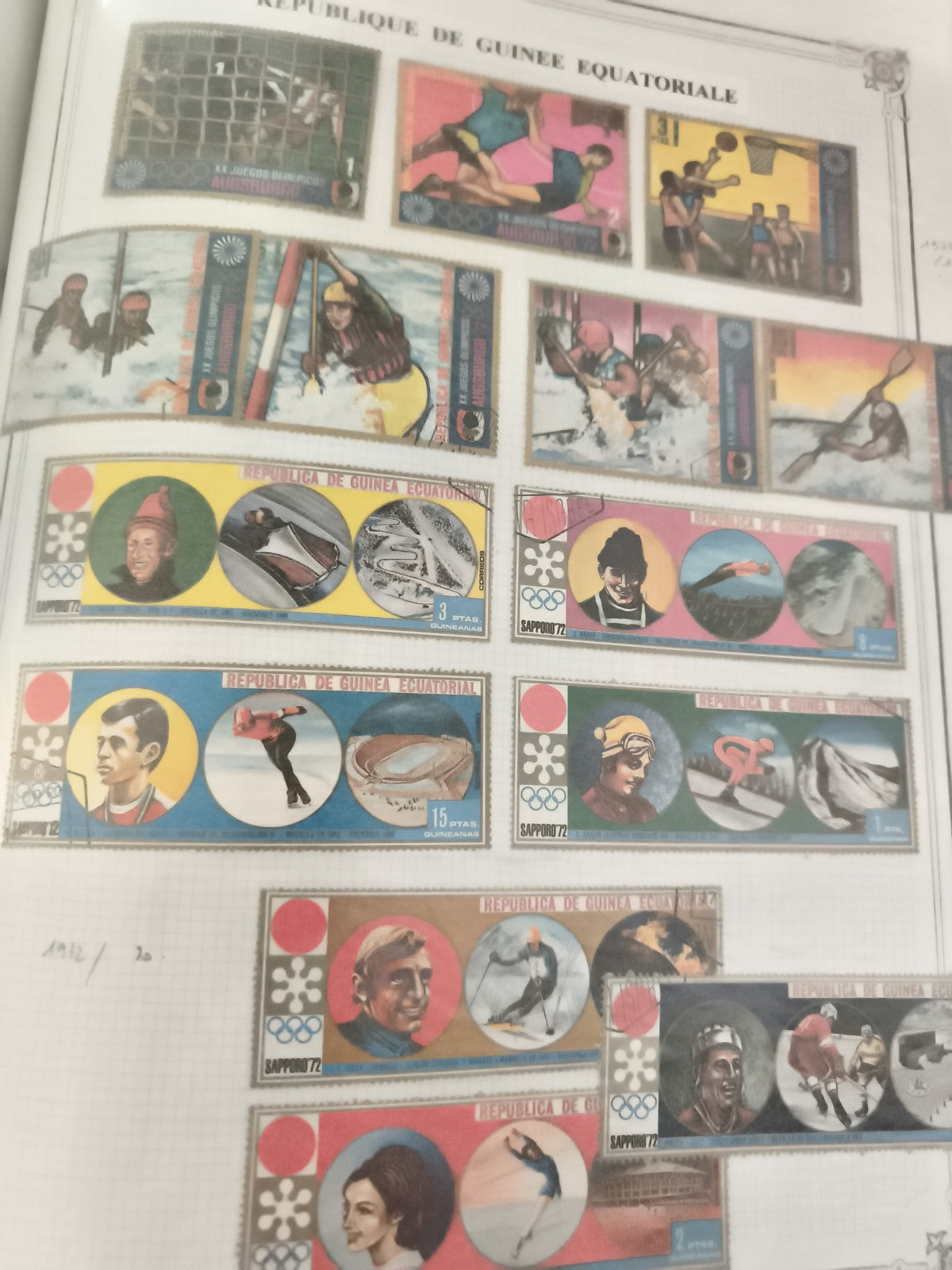 Timbres République Guinée Équatoriale Jeux Olympiques sports Sapporo 1972 philat