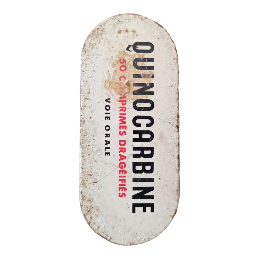 Boîte ancienne QUINOCARBINE charbon bismuth déco vintage pharmacie métal