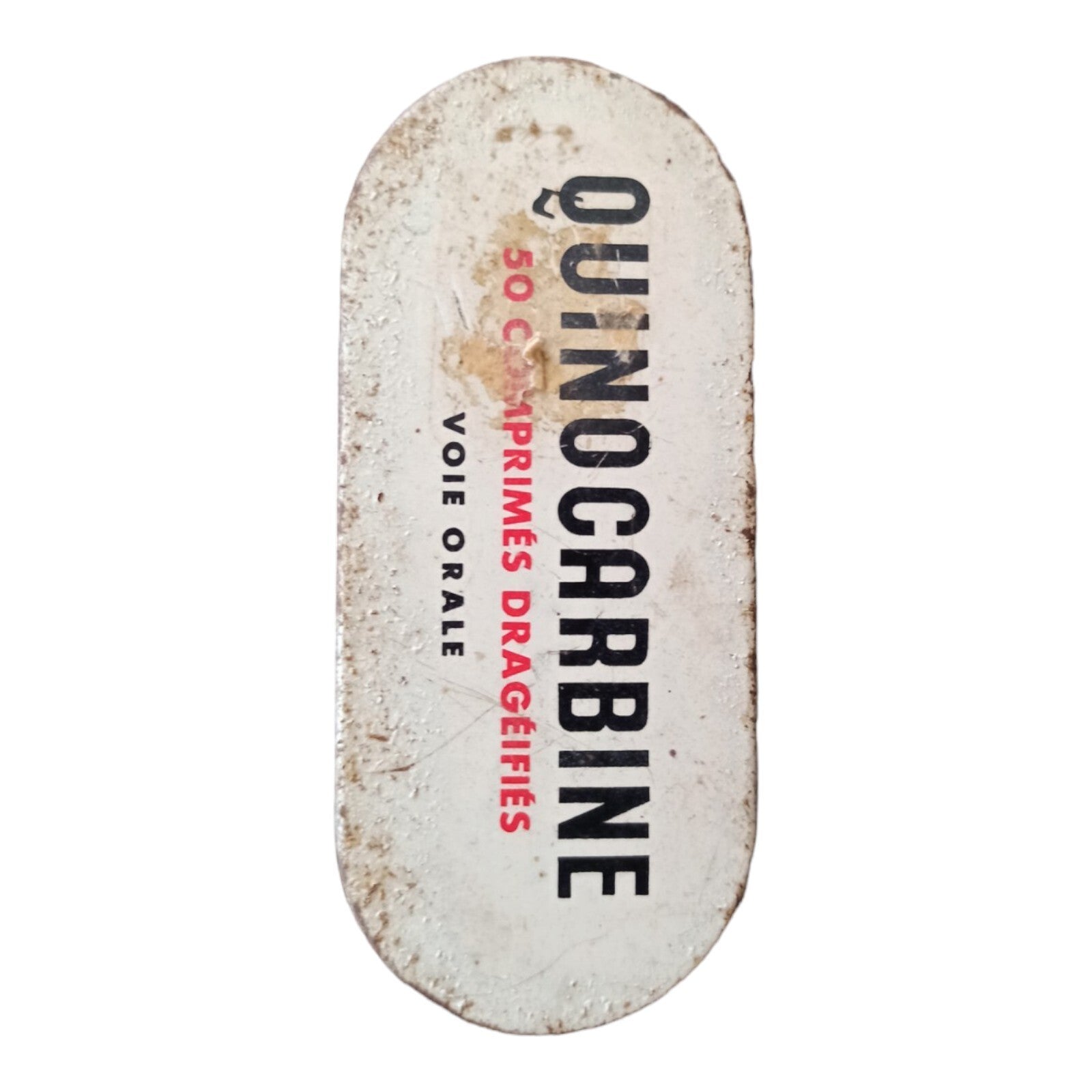 Boîte ancienne QUINOCARBINE charbon bismuth déco vintage pharmacie métal
