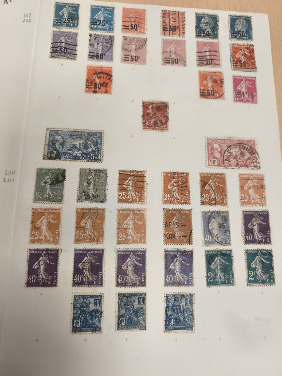 Lot timbres France oblitérés Semeuse Cérès PA années 1920-40 philatélie