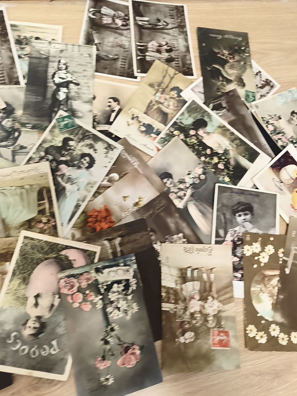 Gros lot cartes postales anciennes CPA v?ux, scènes vintage, enfants & fleurs