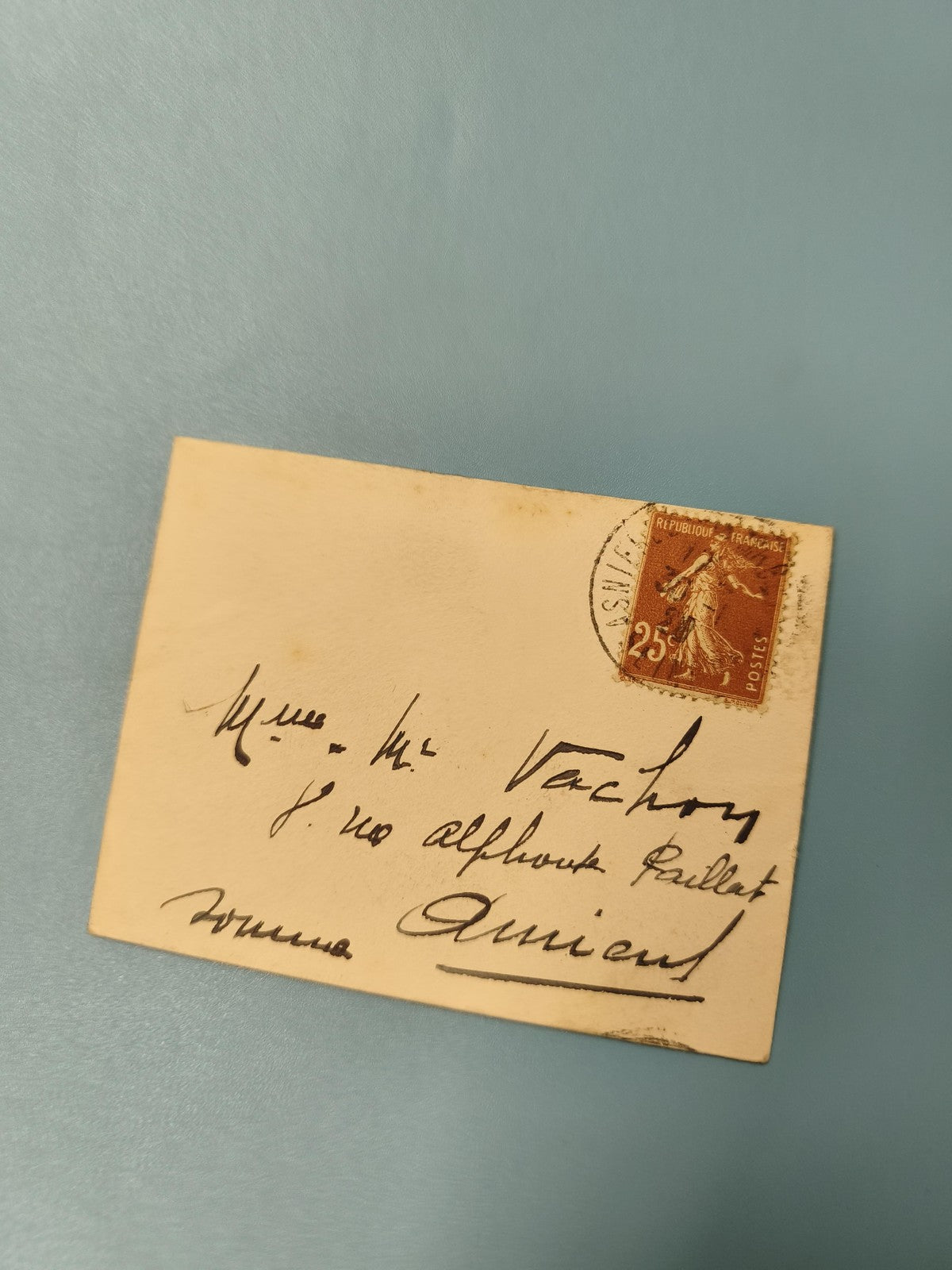 Ancienne enveloppe oblitérée début XXe philatélie France timbre Semeuse