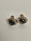 Paire boucles d?oreilles plaqué or et hématite, élégantes, bijou femme occasion