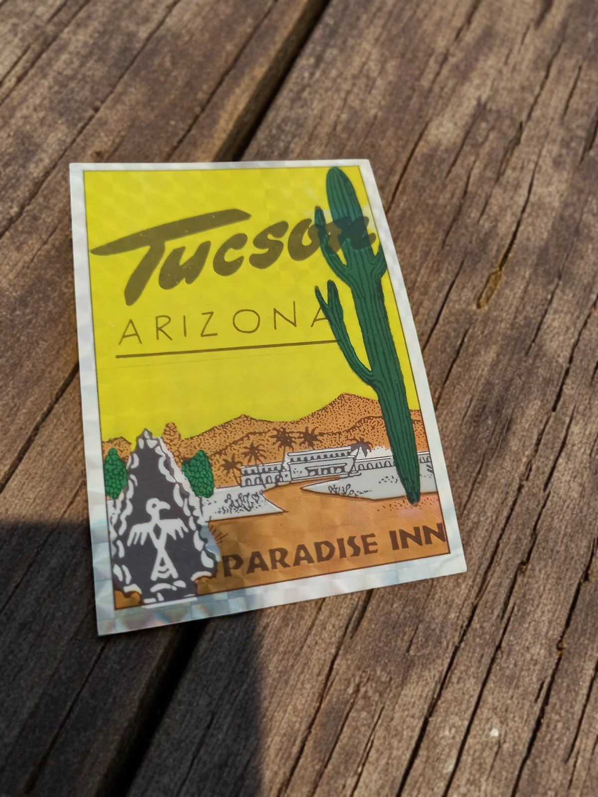 Autocollant vintage Panini Tucson Arizona Paradise Inn années 80 rétro déco