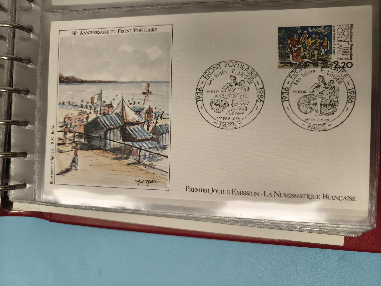 Enveloppe FDC Premier Jour 50e Anniversaire Front Populaire, illustration plage
