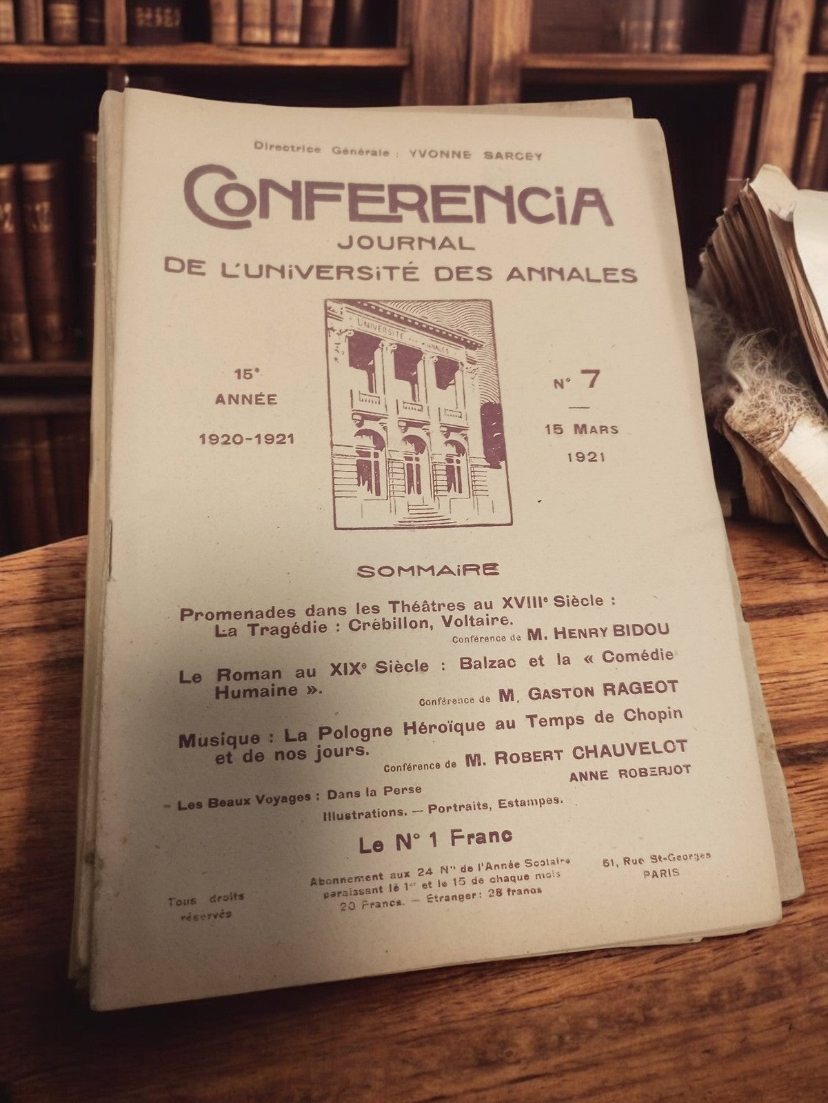 Revue universitaire ancienne Conférencia 1921 journal France vintage rare
