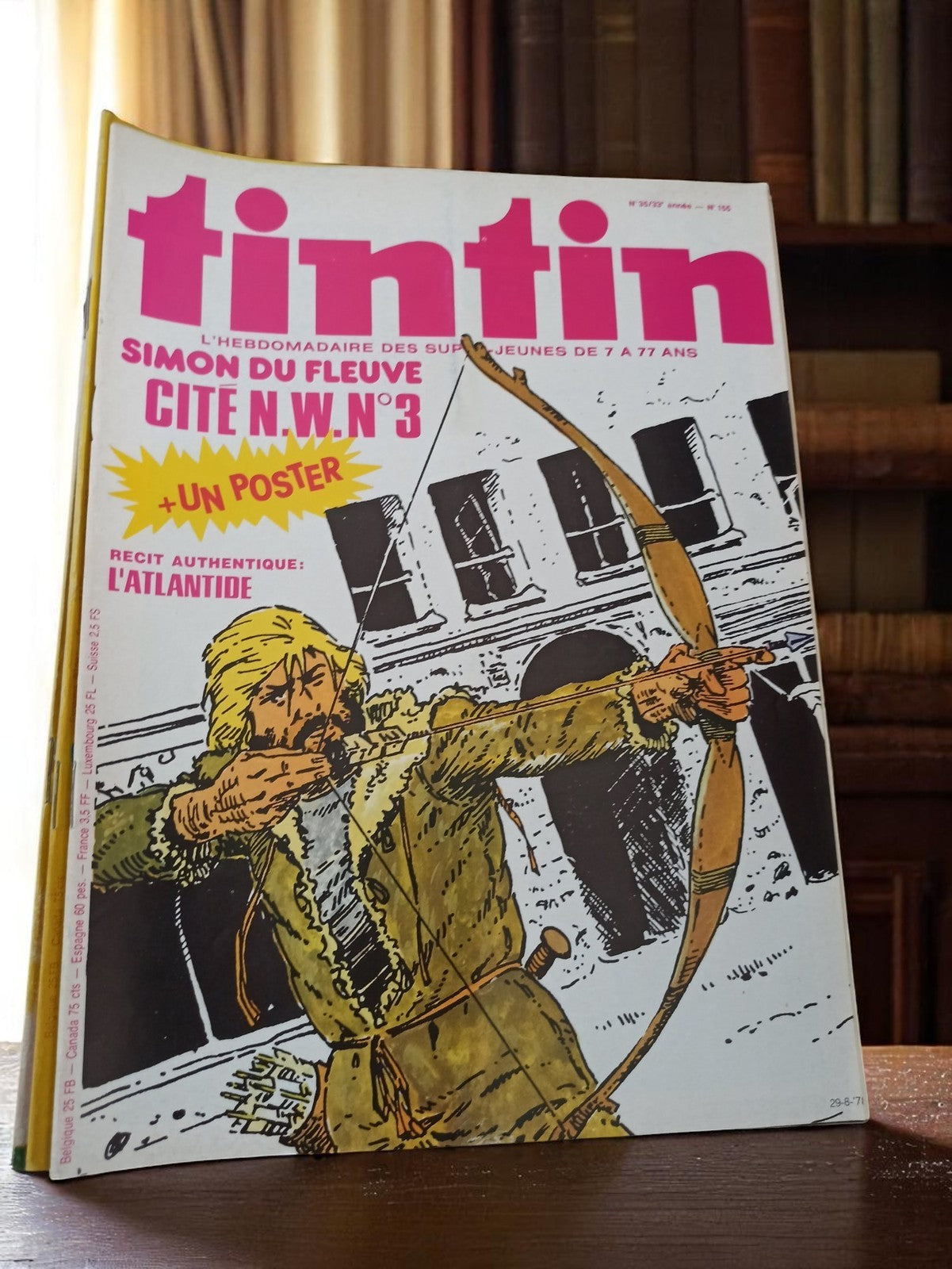 Magazine Tintin vintage n°156 Simon du Fleuve + poster années 70 rare