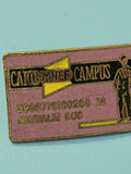 Vintage pin's campus rectangulaire émaillé, badge collection étudiant rétro
