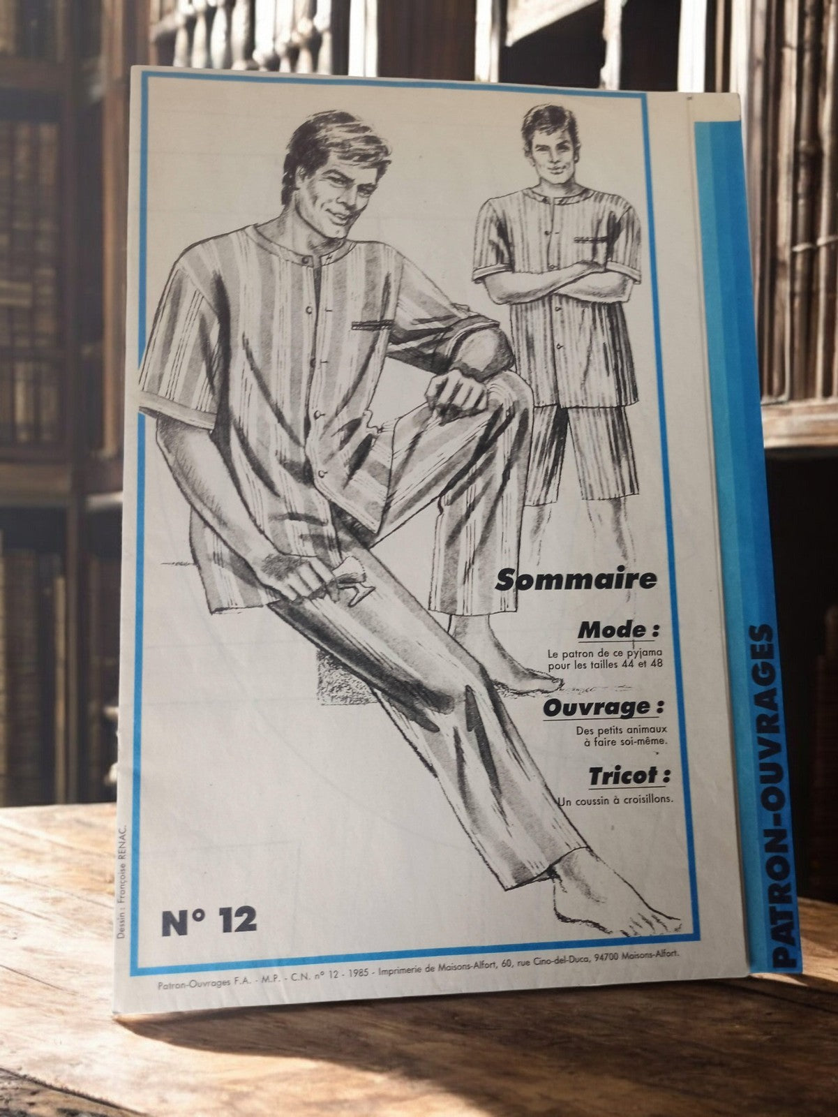 Patron couture vintage pyjama homme N°12 1985 Patron-Ouvrages rétro ancien