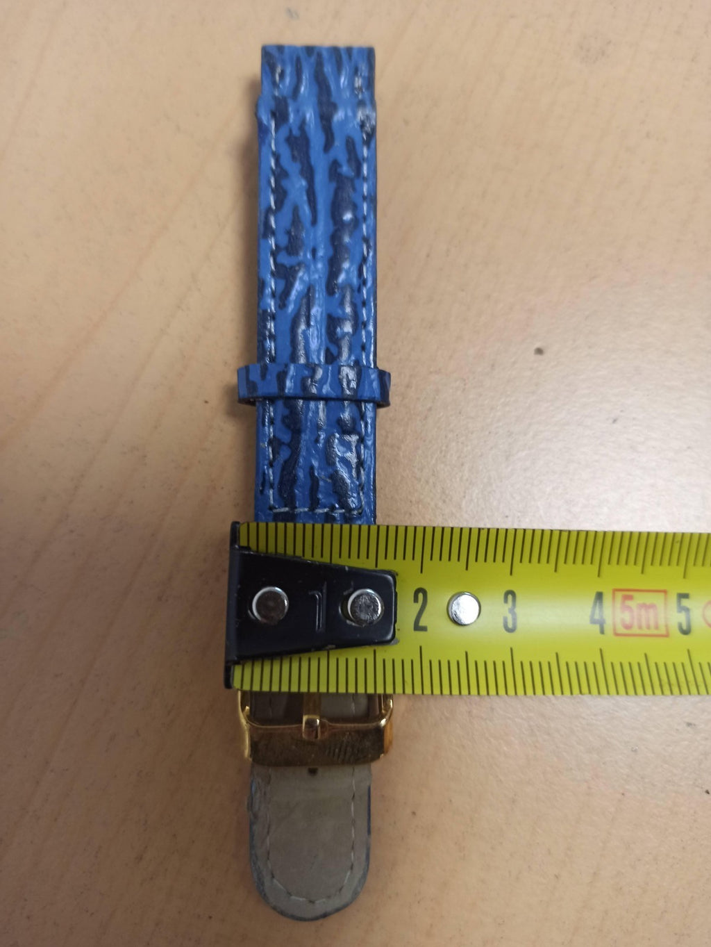 Bracelet montre vintage cuir bleu boucle dorée accessoire rétro ancien