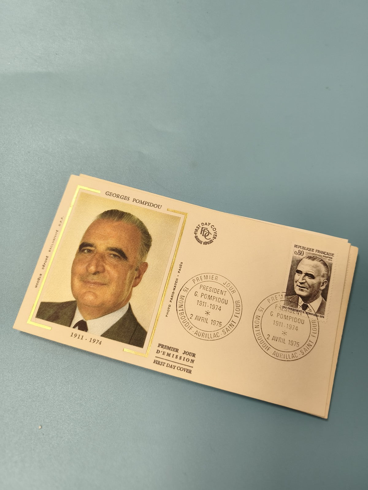 Ancienne enveloppe Premier Jour Georges Pompidou philatélie collection France