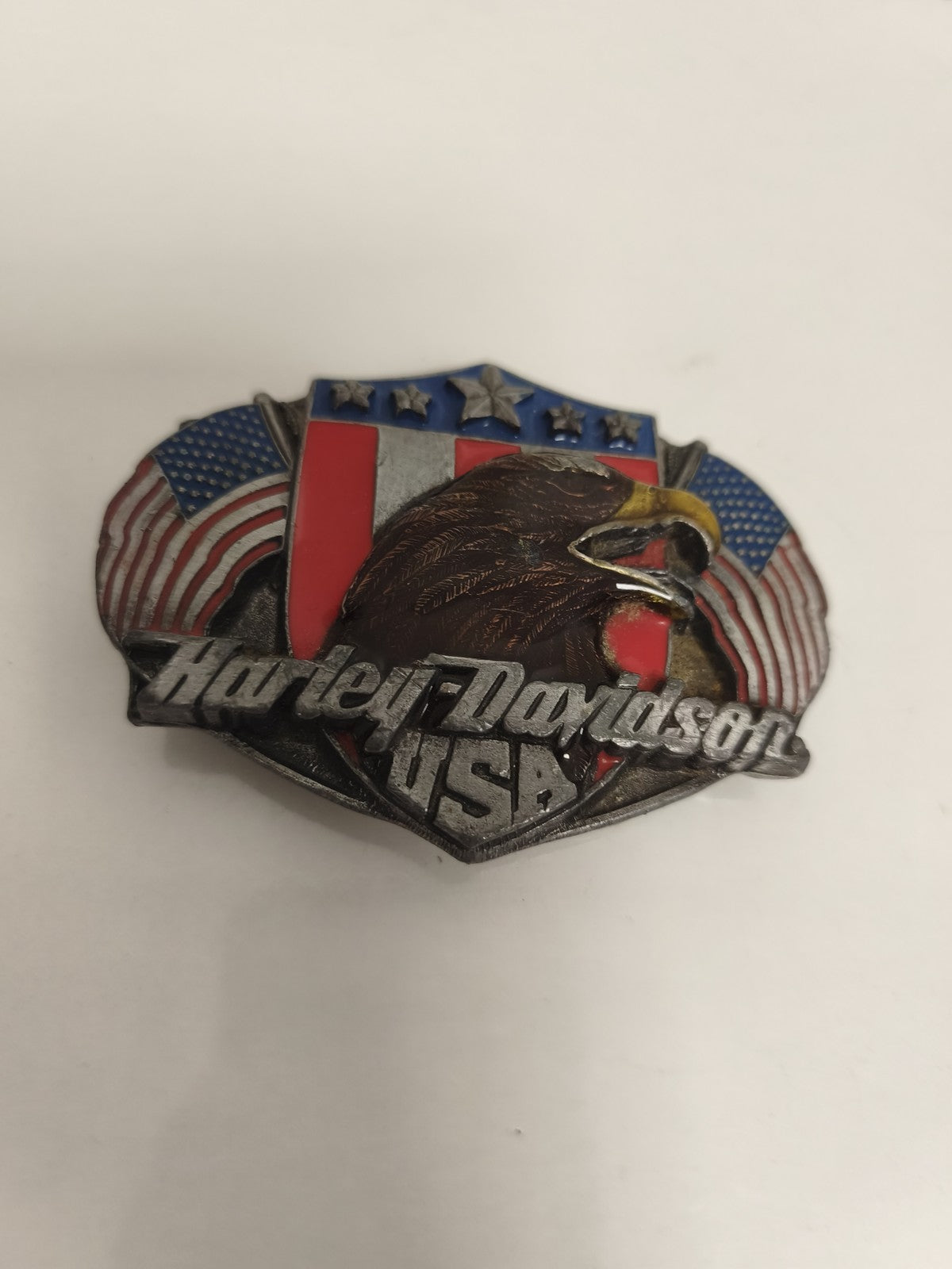 Boucle de ceinture Harley-Davidson USA aigle drapeau ancien vintage biker