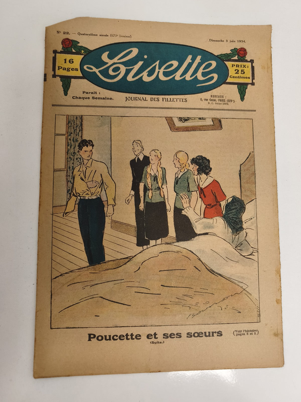 Ancien journal Lisette 1934 n°22, 16 pages, illustré, vintage presse fillettes