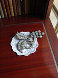 Broche vintage strass argenté, bijou rétro feuille fleur, accessoire fantaisie